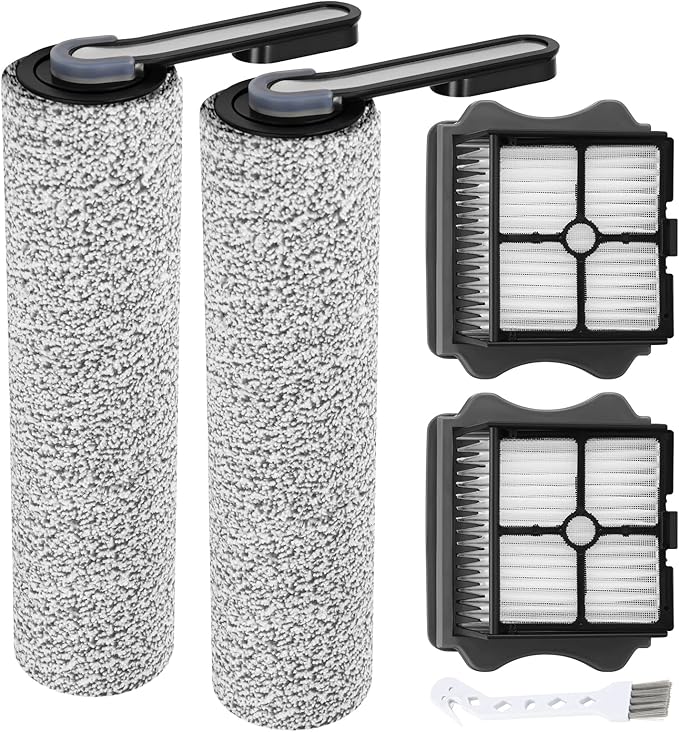 Floor ONE S5 Brush Roller Replacement Parts for Floor ONE S5/Floor One S5 Pro Smart Cordless Wet Dry Vacuum Cleaner, 2 Pack Brush Rollers and 2 Pack Vacuum HEPA Filters