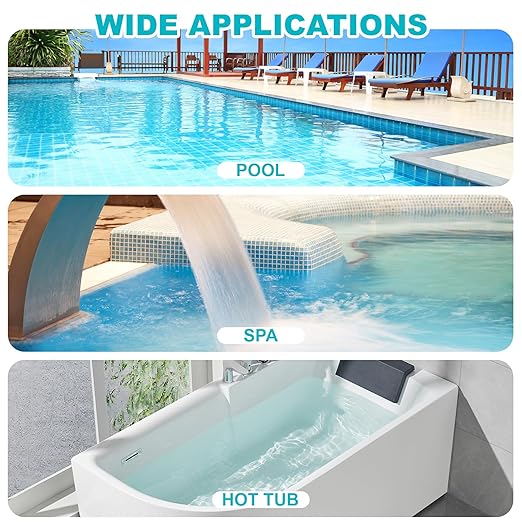 Salt-Water Pool Test Strips Kit: 25 Counts 8-in-1 for Salt Water Pool Testing Kit, Salt Pool Test Strips for Hot Tub Spa Testing Salt Chlorine pH and More