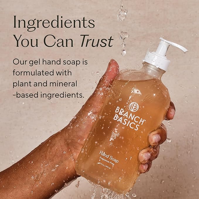Branch Basics Gel Hand Soap – 16oz Bottle | Plant & Mineral-Based Formula with Aloe, Chamomile & Meadowfoam Oil | Nourishing, Fragrance-Free & Gentle on Sensitive Skin