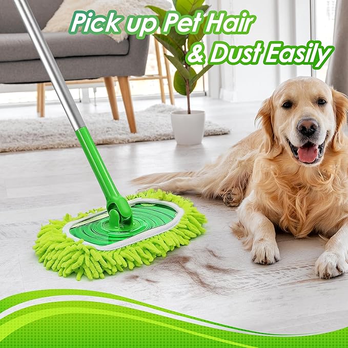 JEHONN Reusable Microfiber Mop Pads Compatible with Swiffer Sweeper, 4 Pack Dry Sweeping Cloths Cover, Washable Wet Refills for Hardwood Tile Floor Cleaning (Only Replacement Accessories)
