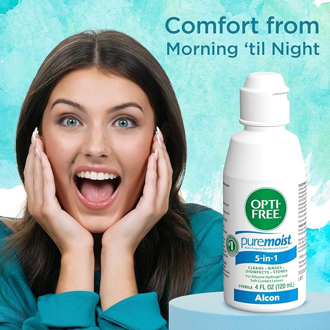 Opti-free Puremoist Multi-Purpose Contact Lens Cleaning and Disinfecting Solution, 4 Fl Oz