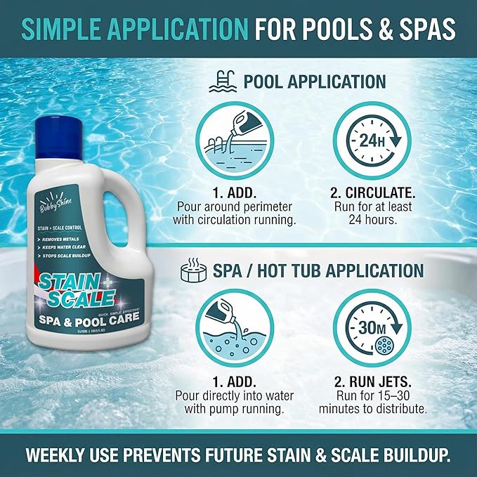 5-in-1 Stain & Scale Control – Hot Tub Chemicals for Spa & Pool, Stain and Scale Control for Hot Tub, Metal + Calcium Remover, Scale Inhibitor, Clarity Support, 3 Liter (101.5 fl oz) – BubbyShine