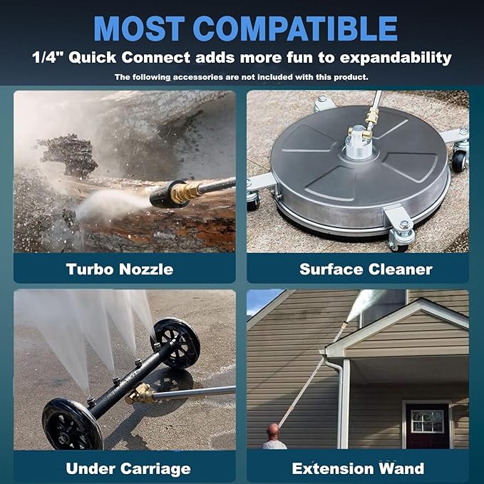 Professional Electric Pressure Washer, 5000PSI Power Washer with Foam Cannon,4 Nozzles,33FT Hose and Soap Bottle,Car Wash Machine/Car/Driveway/Patio Clean,Blue