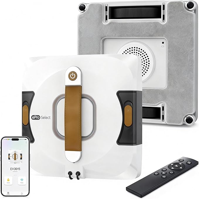 Apical Life Window Cleaning Robot | Low Noise 55dB Smart Glass Cleaner with 3Kpa Suction, Integrated Water Tank, Full Wet Wiping and Anti-Fall Protection for High-Rise Indoor/Outdoor Windows