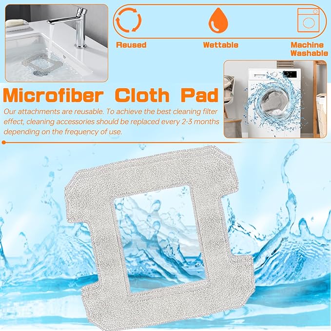 8 Pack Cleaning Rag for Ecovacs Winbot W2 Omni, W1, W1 Pro Window Vacuum Cleaner Robot, Washable and Reusable Mop Cloth Pad Accessories