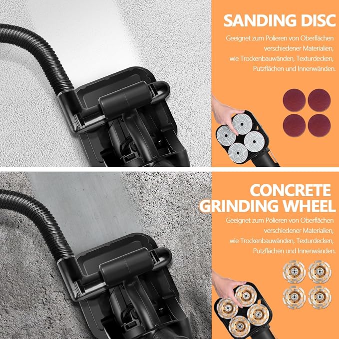 4-Head 3800W Concrete Floor Grinder with Extendable Rod, 4'' Concrete Floor Polisher with Dust Extraction Shroud, 6 Gears, 6000RPM Concreter Surface Planner for Grinding Concrete Cement Marble