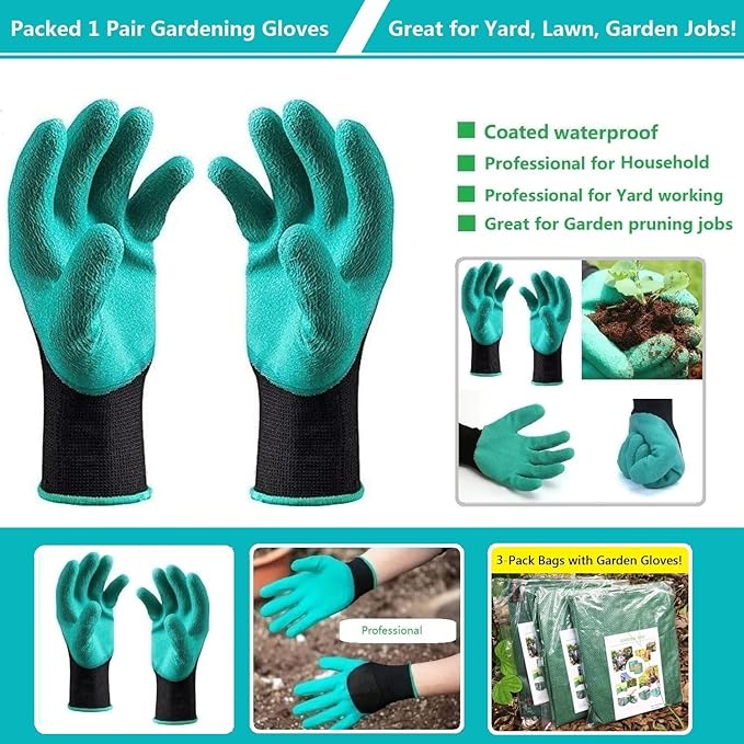Professional 3-Pack 137 Gallon Lawn Garden Bags (D34,H34 inch) Big Yard Waste Bags with Gardening Gloves,Extra Large Reusable Leaf Bag,Grass Clippings Bag,Leaf Container,Yard Trash Container 4 Handles