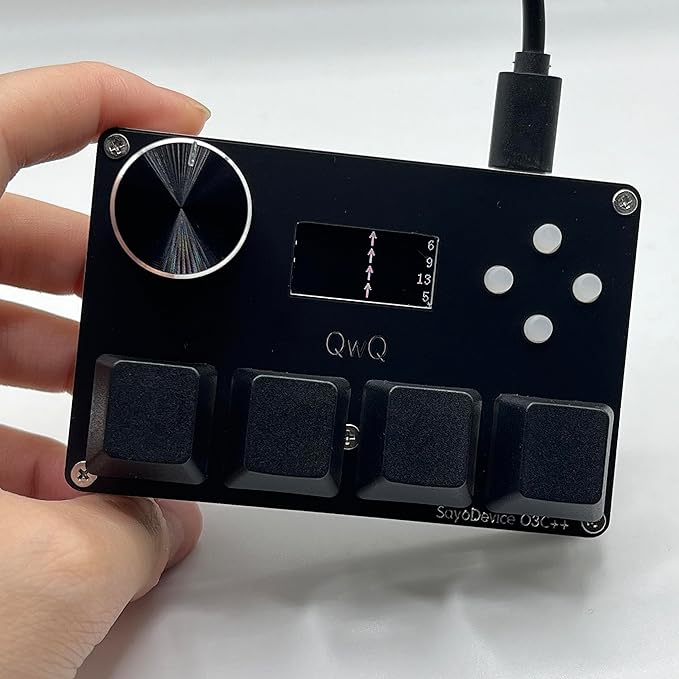 SayoDevice O3C++ OSU Keyboard Rapid Trigger Hall Switches Magnetic Linear Switches Keyboard with Knob and Screen,Copy Paste,Shotcut,Macro Hotswap Mini Keypad (Black)