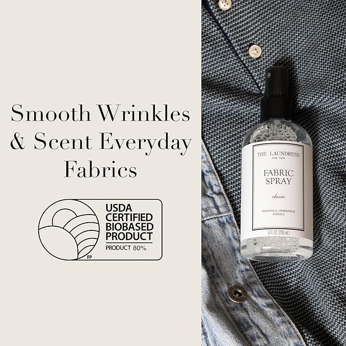 The Laundress Classic Fabri- Spray, Wrinkle Release Spray, Upholstery and Linen Spray, Fabric Refresher, Clean Laundry Scent, 8 Fl Oz, (Pack of 2)