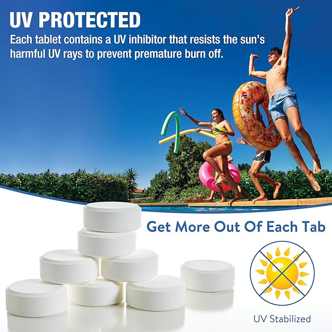 Doheny’s 3-Inch Stabilized Chlorine Tablets for Sanitizing Swimming Pools | 99% Pure Tri-Chlor, 90% Available Chlorine | Long-Lasting, UV-Protected, Slow-Dissolving | Individually Wrapped 10lb Bucket