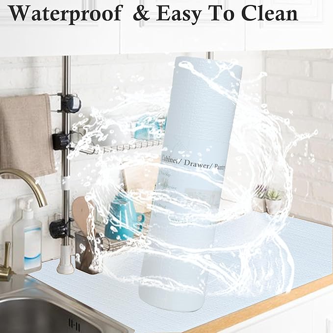 Shelf Liners for Kitchen Cabinets 18 Inch Wide X 20 Ft Non Adhesive Cabinet Drawer Liner Non Slip Water Oil-Proof Strong Grip Pantry Refrigerator Shelves Bathroom Drawer Mat Cupboard Closet Liner