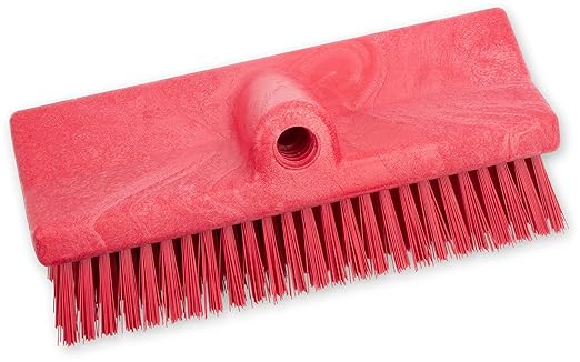 SPARTA 40423EC05 Plastic Floor Scrub Brush, Wall Brush, Equipment Brush With Nonabsorbent Bristles For Industrial Kitchens, Hospitals, Commercial Cleaning, 10 Inches, Red