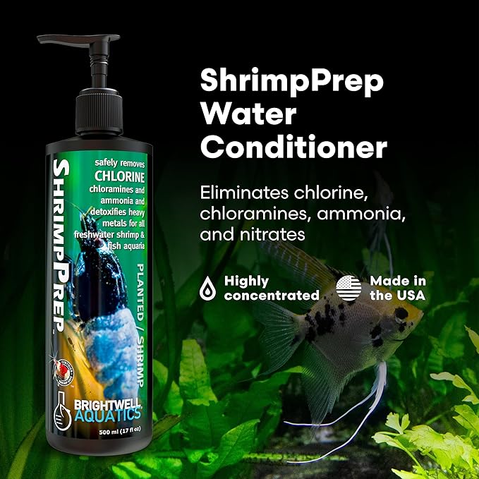 Brightwell Aquatics Shrimp Prep – Water Conditioner for Freshwater Shrimp & Aquariums – Removes Chlorine, Ammonia & Heavy Metals – Promotes Healthy Habitat, 500 ml