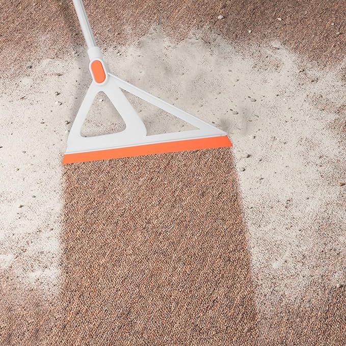 jojofuny Silicone Floor Squeegee Broom with Rubber Blade, Multi-Function Floor Cleaner Tool for Concrete and Tile, White and Orange, Household Water Removal Scraper for Bathroom and Garage