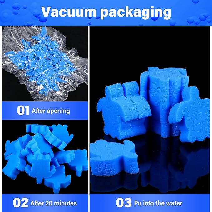 Chuangdi 24 Pieces Hot Tub Sponge, Turtle Oil Scum Absorbing Absorber for Spa and Swimming Pool (Blue)