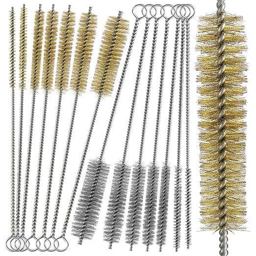 14pcs Brass Wire Brush Stainless Steel Wire Brushes Bottle Brush Set, 12" Round Wire Brushes, Tube Cleaning Brush for Pipe, Tube, Auto Parts, Bottles (6mm/8mm/10mm/12mm/15mm/20mm/22mm)