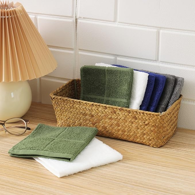 Glynniss Dishcloths Kitchen Highly Absorbent Dish Rags 100% Cotton Dish Cloths for Washing Dishes (Garden Green)