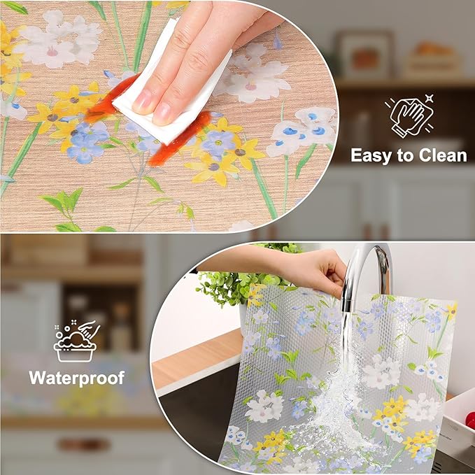 Cooyes Shelf Liner – Premium Non-Adhesive Cabinet & Drawer Liner for Kitchen – Waterproof Shelf Paper with Modern Pattern – Durable EVA Cabinet Mat – Easy to Cut （17.5" W x 360" L）