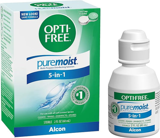 Opti-Free Puremoist Multi-Purpose Contact Lens Cleaning and Disinfecting Solution with Lens Case, 2 Fl Oz (Pack of 1)