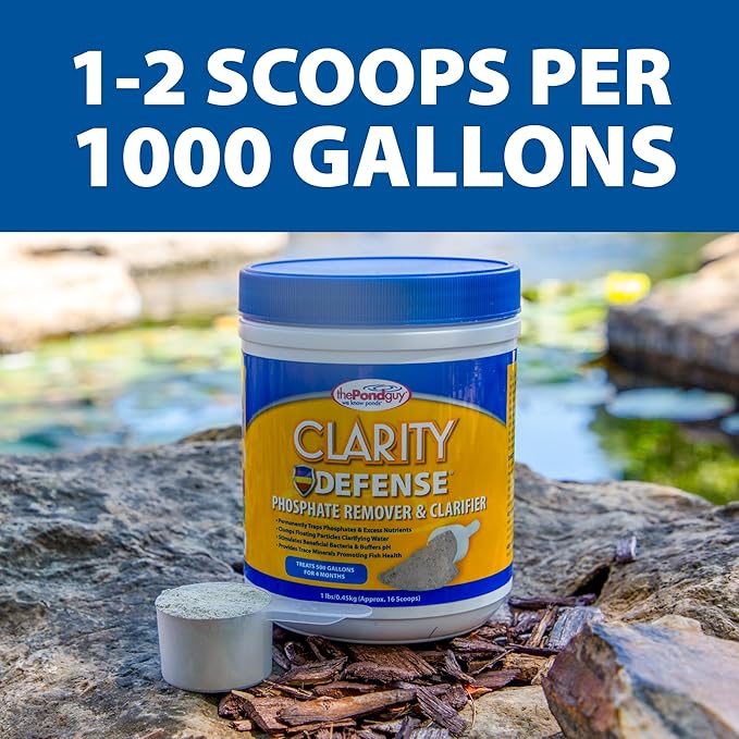 The Pond Guy Clarity Defense Water Garden Flocculant, Clear Cloudy Water, Stimulate Beneficial Microbe Growth, Fish, Plant & Animal Safe, 3 lbs