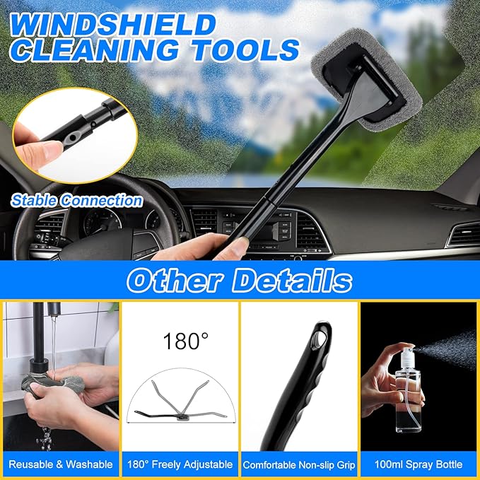 AUTODECO 20Pcs Car Cleaning Wash Kit Interior Detailing Cleaner Kit with High Power Handheld Vacuum, Brush Set, Windshield Tool, Duster, Towels, Complete Car Care Tools, Blue