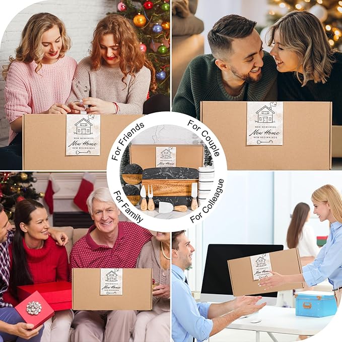 House Warming Gifts New Home,11 Pcs Housewarming Gifts Basket for New House,Unique Housewarming Gift Baskets for Couples, Clients, Women (Black Marble)
