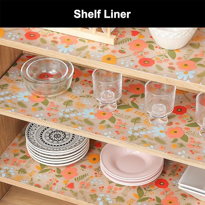 Cooyes Shelf Liner – Premium Non-Adhesive Cabinet & Drawer Liner for Kitchen – Waterproof Shelf Paper with Modern Pattern – Durable EVA Cabinet Mat – Easy to Cut （24" W x 360" L）