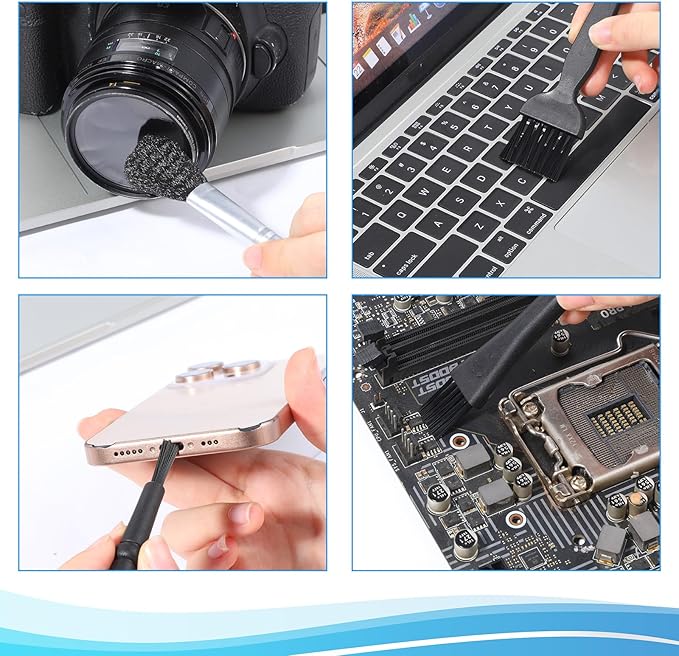 6 PCS Keyboard Cleaning Kit with Keycap Puller, Keycap Remover, Anti-Static Keyboard Cleaning Brush, Key Board Cleaner Kit for Mechanical Keyboards Computer Motherboard Camera Small Space