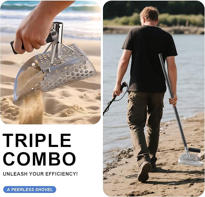 Metal Detector Accessories Digging Tools，Beach Sand Scoop with Long Carbon Fiber Handle，Metal Detecting Digging Tools，Metal Detecting Shovel，Sand Shovel Metal Detecting (03style)