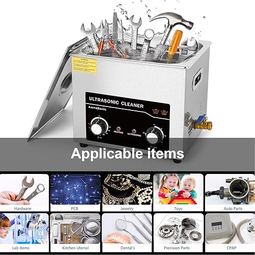 Commercial Ultrasonic Cleaner with Knob, 10L Professional Ultrasonic Cleaner, 40kHz with Heater and Timer for Tools, Jewelry, Watches, Glasses, Dentures, and Small Metal Parts