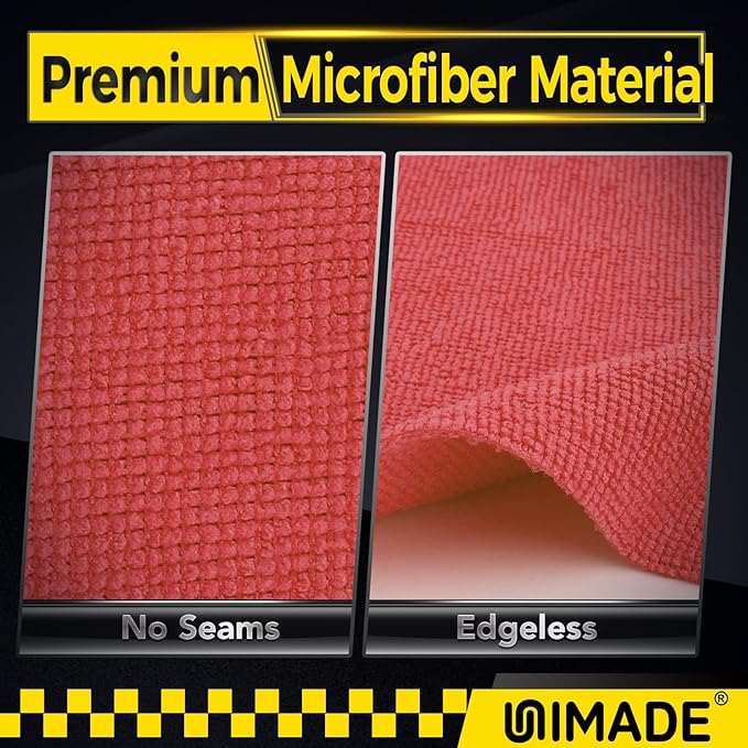 Shop Towels, 100 Pack Commercial Grade Work Rags Microfiber Towels for Cars Cleaning Rag Bulk Detailing Cloth for Automotive Bar Mechanic Restaurant Garage Housekeeping, 11.5"x 11.5", Red