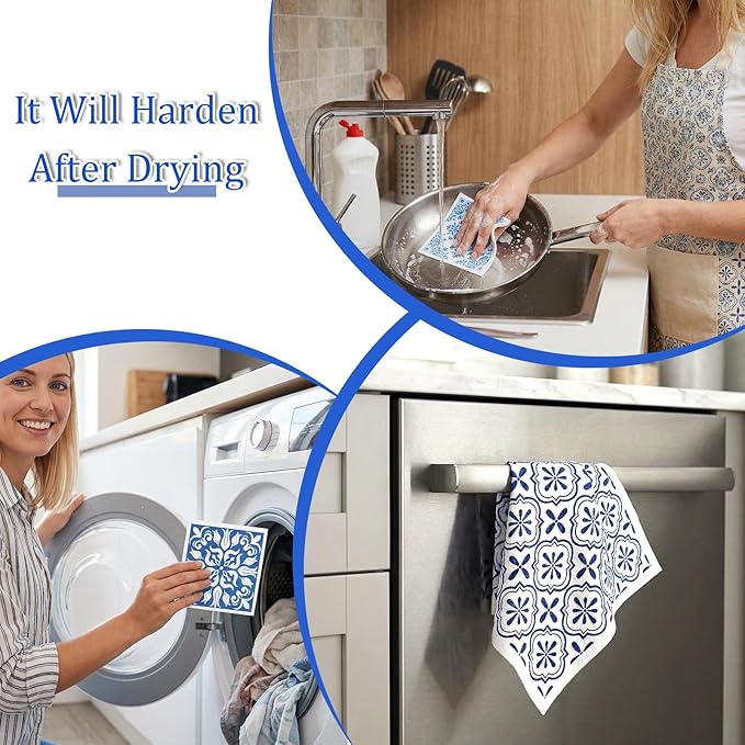 6-Pack Swedish Dish Cloths, Reusable Absorbent Quick-Dry Kitchen Towels, Unwoven Cleaning Cloths for Dishes, Countertops & Bathrooms