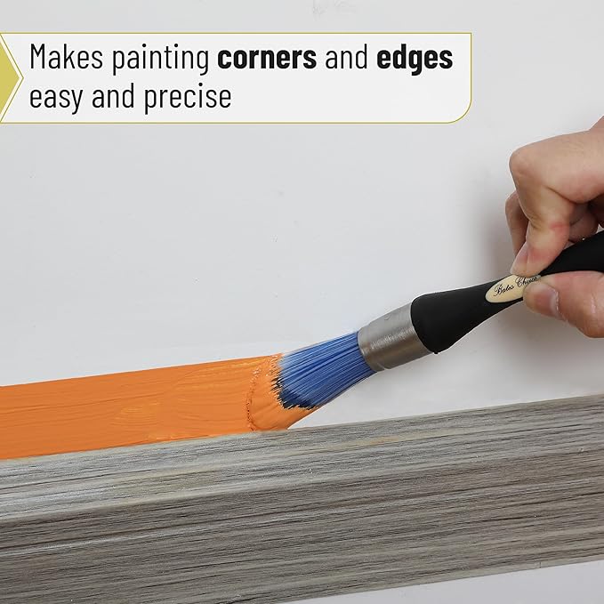Bates- Trim Paint Brush, 0.75 Inch, Ergonomic Non-Slip Handle, Synthetic Bristles, Trim Brushes for Painting, Black & Cream