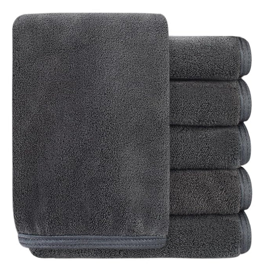SINLAND Absorbent Coral Velvet Washcloth Ultra Soft Microfiber Face Towels 12 x 12 inch Multi-Purpose Face Cloths for Household and Sport