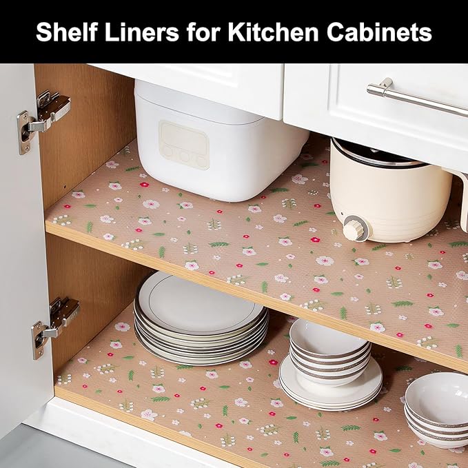 Cooyes Shelf Liner – Premium Non-Adhesive Cabinet & Drawer Liner for Kitchen – Waterproof Shelf Paper with Modern Pattern – Durable EVA Cabinet Mat – Easy to Cut （24" W x 240" L）