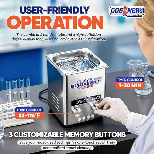 2L Ultrasonic Cleaner, Professional Ultrasonic Cleaner Machine with Timer & Heater, Digital Display & Knob Control, Sonic Cleaning Machine for Parts Labs Jewelry Watch Glasses Cleaning 60W