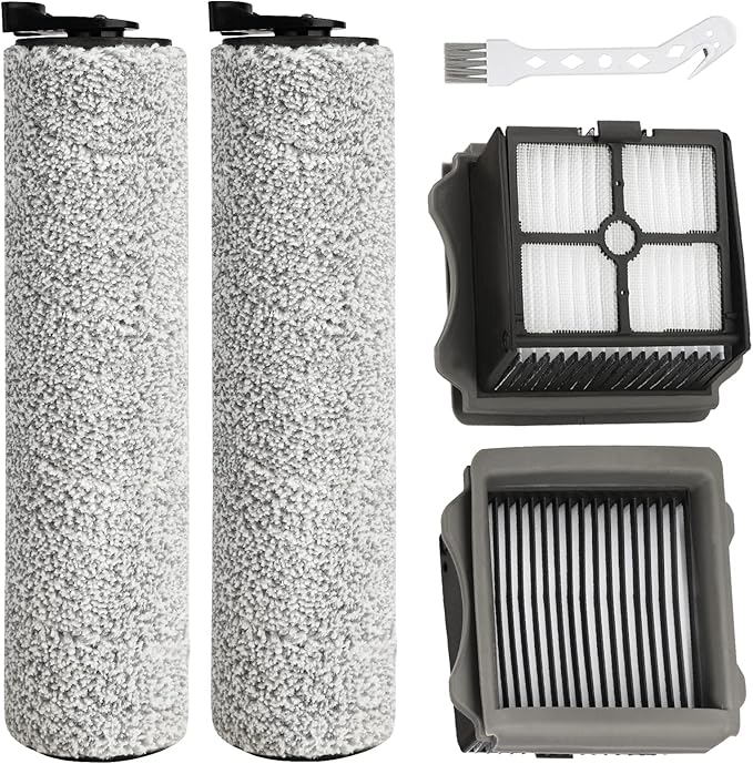 Ifloor3 Roller Brush Replacement for Tineco iFloor 3 and Floor One S3 Cordless Wet Dry Vacuum Cleaner, 2 Brush Roller, 2 HEPA Filters