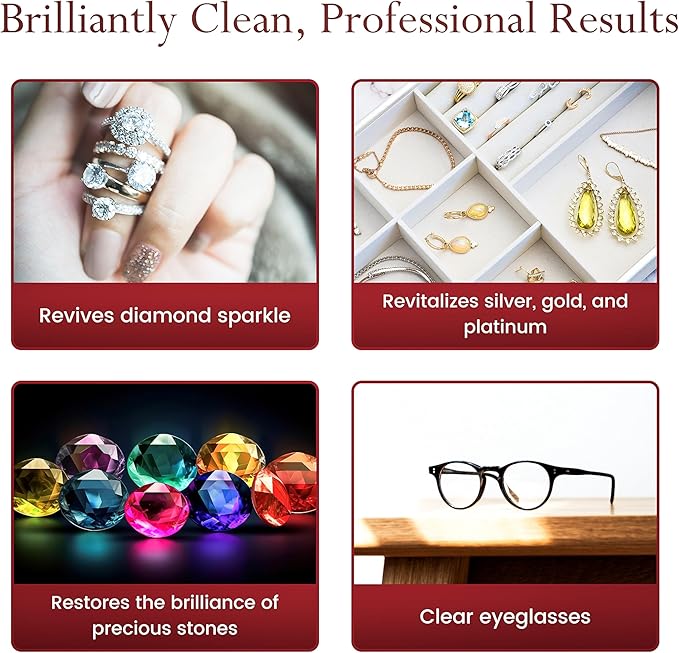 Mayflower Jewelry Cleaner for Ultrasonic Machine Made in USA Non Toxic Tarnish Remover Solution Concentrate 2-pack for Cleaning Gems Diamond Rings Silver Gold and Platinum. Cleans Eyeglasses (16 oz)
