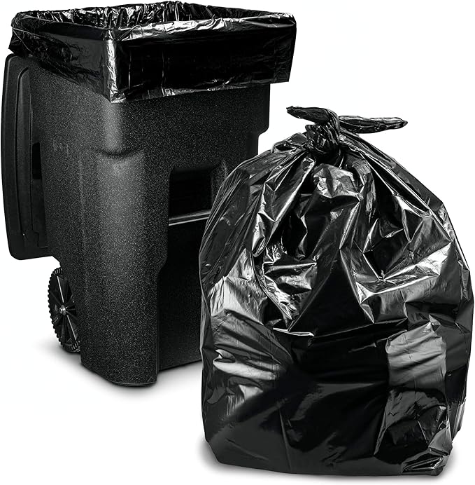 Tasker 95-96 Gallon Trash Bags Heavy Duty 2 Mil Contractor (Value-Pack 25 Bags w/Ties) Extra Large Contractor Trash Bags 90-100 Gallon Garbage Bags