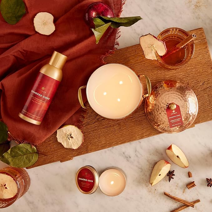 Thymes Simmered Cider Fragrance Mist - Scented Room Spray for Home Fragrance - Notes of Apple & Cardamom - Bedroom & Bathroom Air Freshener - Simmered Cider - 3 oz (Pack of 2)