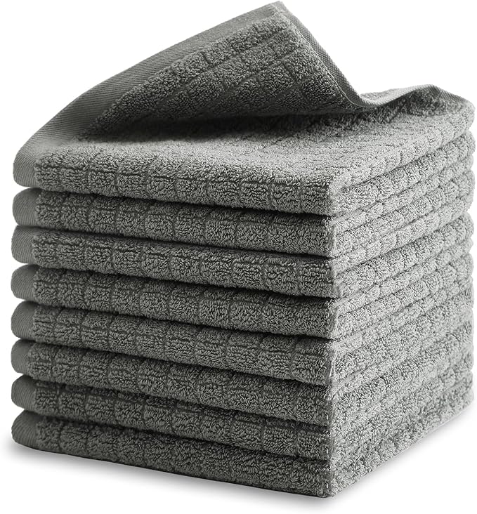 100% Cotton Kitchen Dish Cloths Set (8 Pack) – 13 x 13 Inches Ultra Soft Absorbent Dish Towels for Washing Dishes Scrubbing Dish Cloths Sets