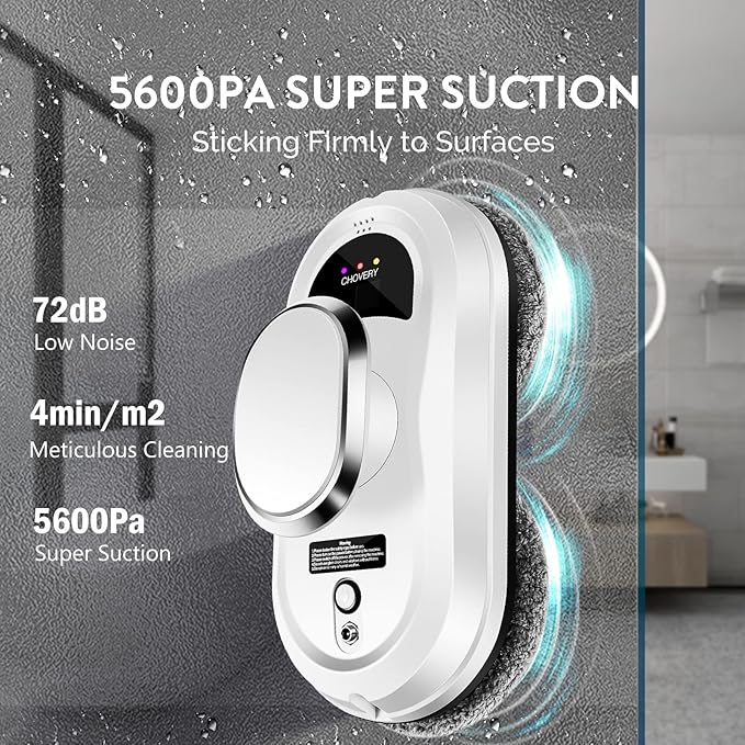 Window Cleaner Robot,Smart Glass Cleaning Robotic with 5600Pa Strong Suction,Remote Control Window Cleaning Robot for Windows/Tiles/Class Door