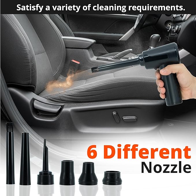 Electric Compressed Air Duster (53000 RPM) - Rechargeable Cordless Air Blower for Computers, PC & Keyboards - Reusable Cleaner Replaces Canned Air Spray