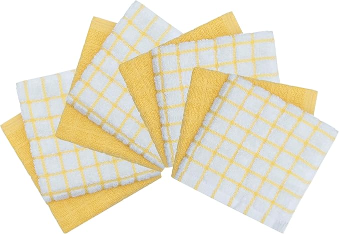 Bumble Dish Cloths (8 Pack) | 12" x 12" | 100% Cotton Kitchen Towels | 405 GSM | Soft, Highly Absorbent & Durable Dish Towels for Kitchen | Yellow