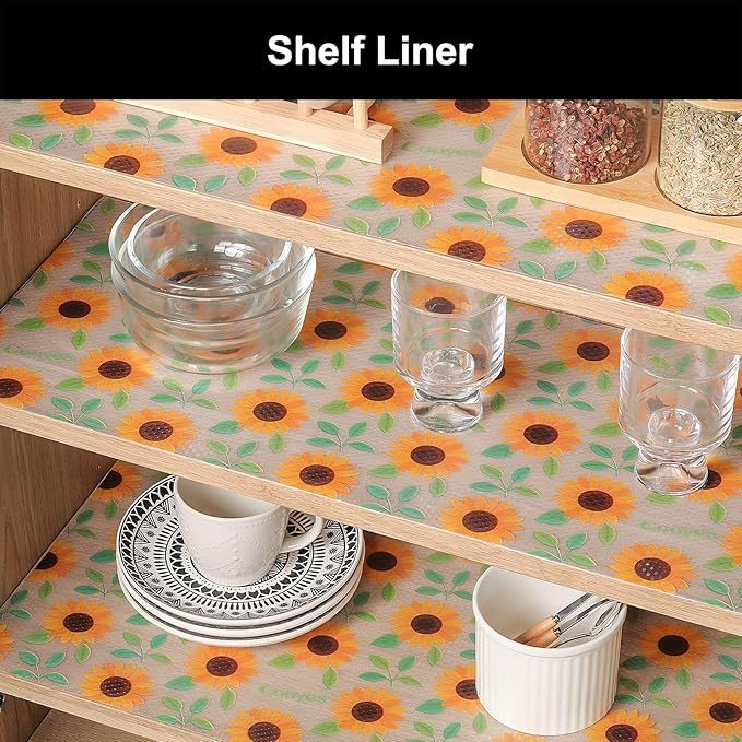 Cooyes Shelf Liner – Premium Non-Adhesive Cabinet & Drawer Liner for Kitchen – Waterproof Shelf Paper with Modern Pattern – Durable EVA Cabinet Mat – Easy to Cut （17.5" W x 360" L）