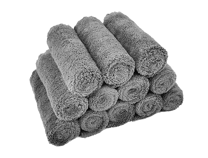 Kyapoo Baby Washcloths 12 Pack 12x12 Inches Microfiber Coral Fleece Extra Absorbent and Soft for Newborns, Infants and Toddlers-Grey