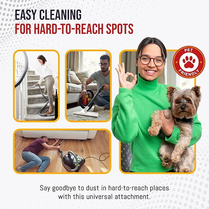 MP Maresh Products Soft Touch Deluxe Vacuum Cleaner Brush Attachment, Horse Hair Bristles for Hardwood & Wall Cleaning, Fits 1 1/4 Inch Vacuums Rigid Nozzle Dust Collector Pet Hair - Gray, 12 inch