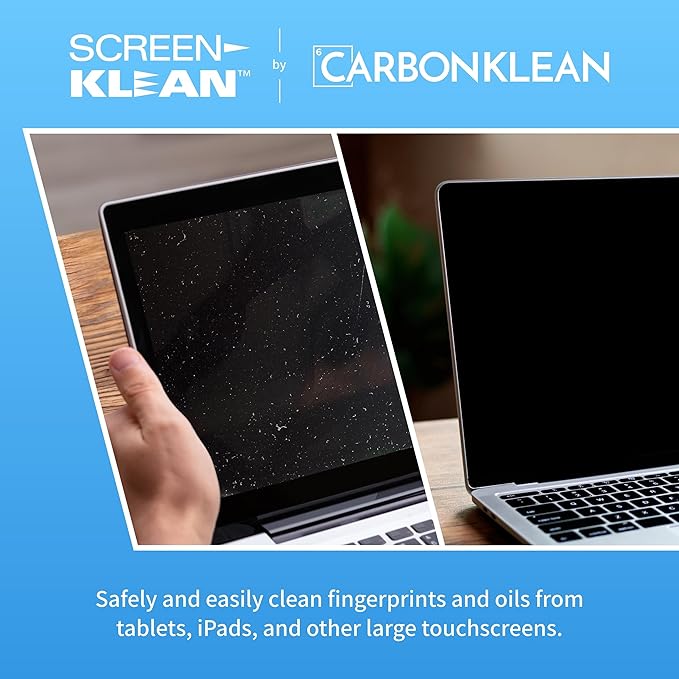 CarbonKlean ScreenKlean Tablet Screen Cleaner - Compatible with iPad, Android & Amazon Tablet - with Carbon Microfiber Tech-Injected Black-1 Count (Pack of 1)