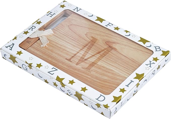 Miicol Wood Charcuterie Board, Monogram Cheese Board 10 Inch, Personalized Initial Cutting Board with Spreader, Unique Housewarming Gift, Ideal for Kitchen, Home, Letter M