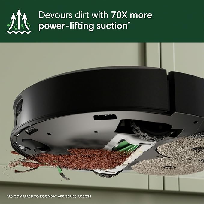 iRobot Roomba Plus 505 Combo Robot Vacuum & Mop with AutoWash Dock - Extending Spinning Mop Pads, Self-Empties, Pad Wash & Heated Drying, Self-cleaning, Recognizes & Avoids Obstacles, LiDAR Navigation